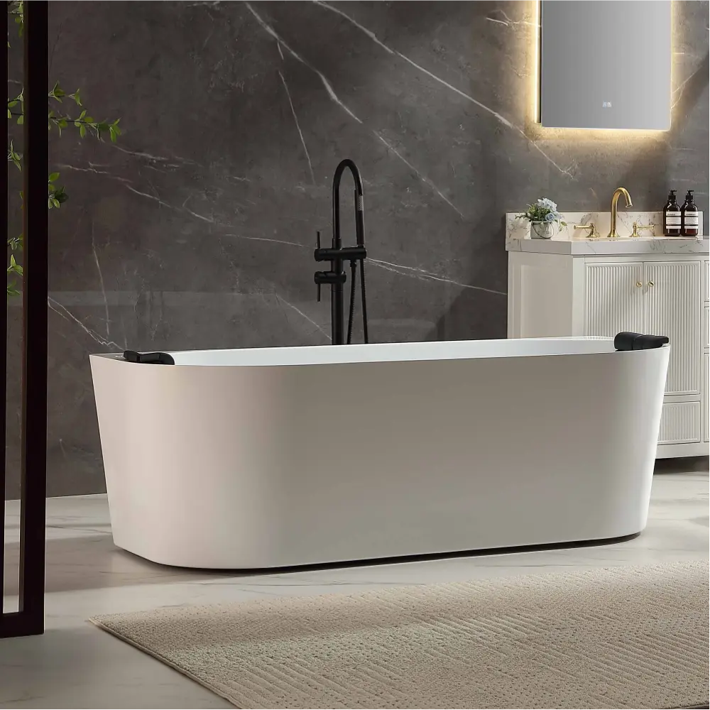 71" Acrylic Freestanding Whirlpool Bathtub with Center Drain