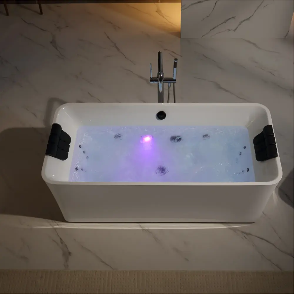 67" Acrylic Freestanding Whirlpool Bathtub with Center Drain