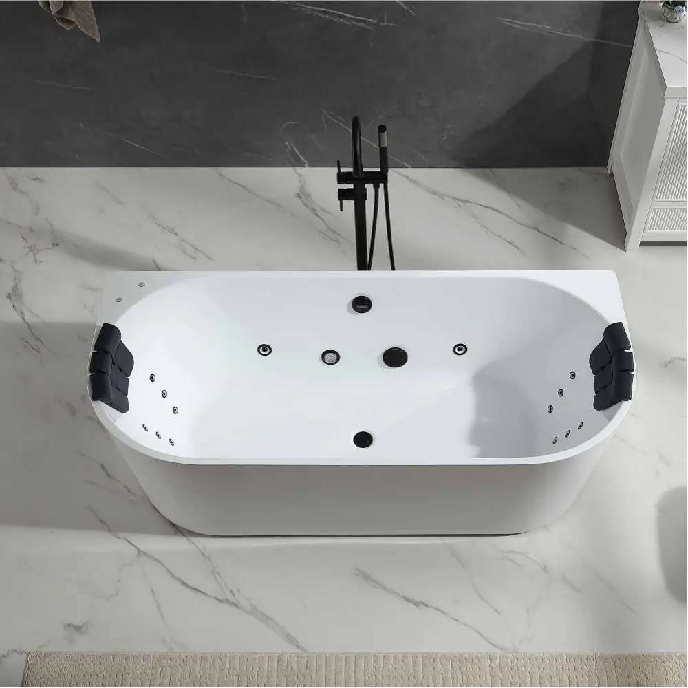 71" Acrylic Freestanding Whirlpool Bathtub with Center Drain