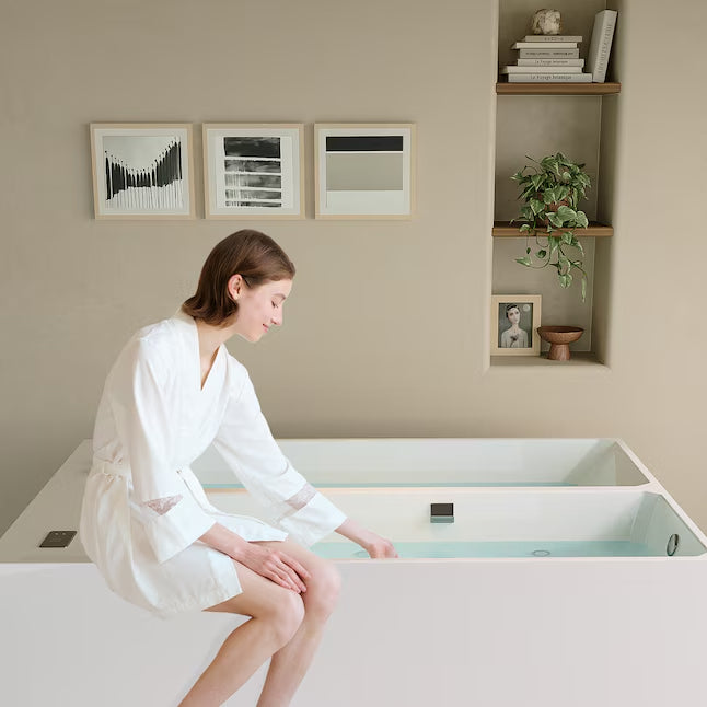 Empava Cold bath 55.12-in x 78.74-in White Acrylic Rectangle Alcove Whirlpool Tub with Drain ( Reversible Drain )