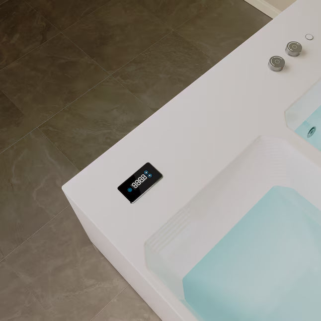 Empava Cold bath 55.12-in x 78.74-in White Acrylic Rectangle Alcove Whirlpool Tub with Drain ( Reversible Drain )