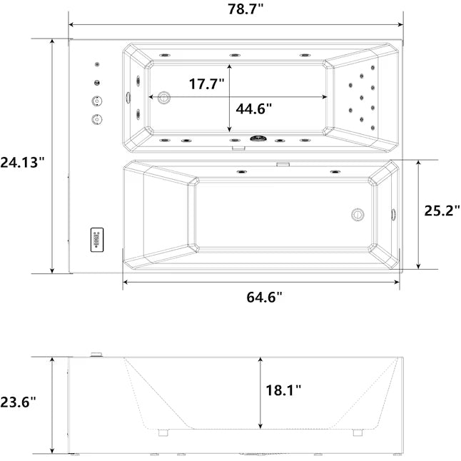 Empava Cold bath 55.12-in x 78.74-in White Acrylic Rectangle Alcove Whirlpool Tub with Drain ( Reversible Drain )