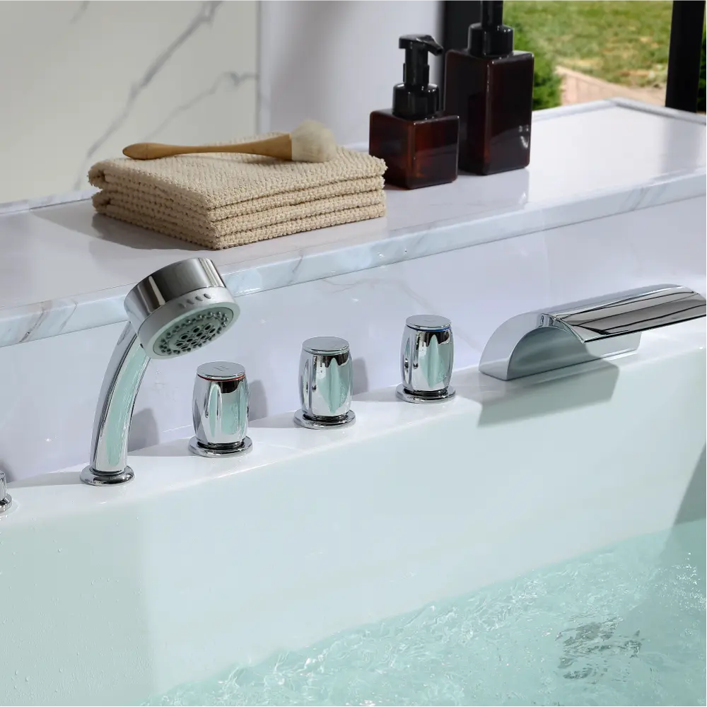 71" Alcove LED Whirlpool Bathtub with Left Drain