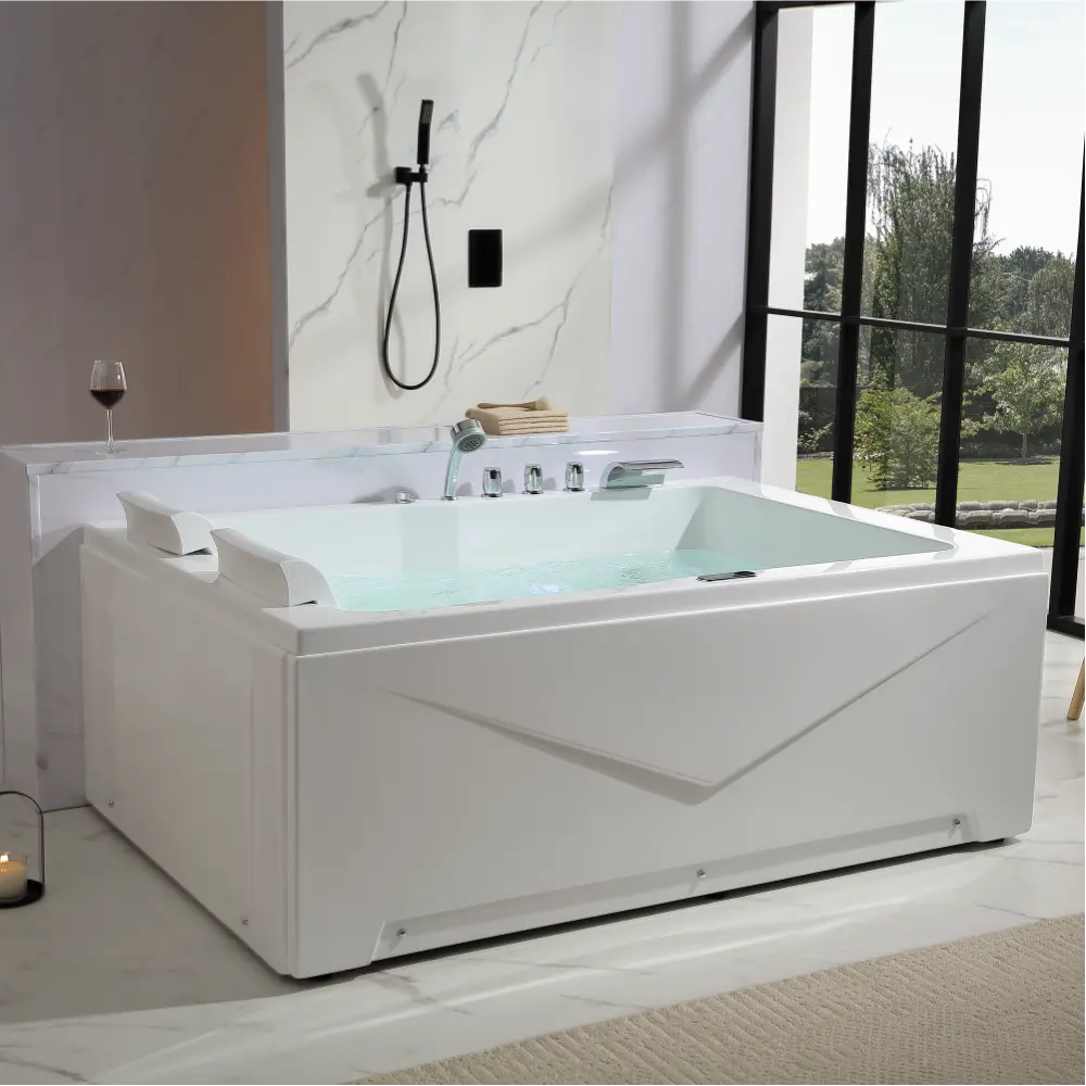 71" Alcove LED Whirlpool Bathtub with Left Drain