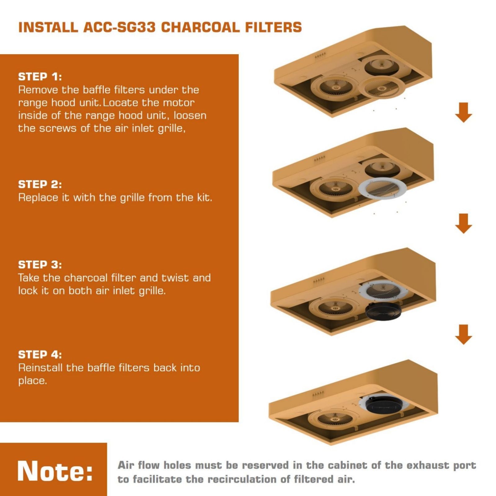 Empava Replacement Charcoal Filters for Ductless Range Hoods 30RH01 & 36RH02 (2-Pack)