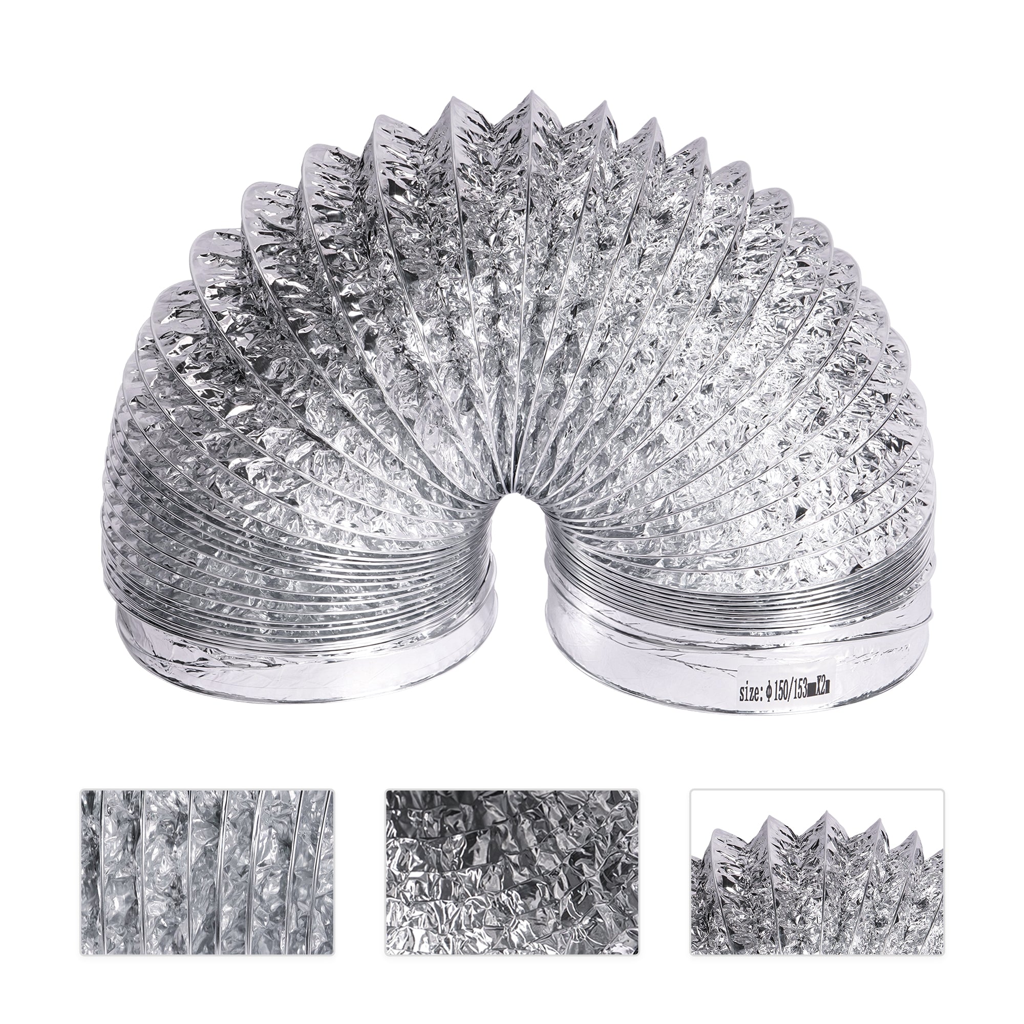 Empava 6 inch x 6.5-Foot Flexible Aluminum Air Duct Vent Hose