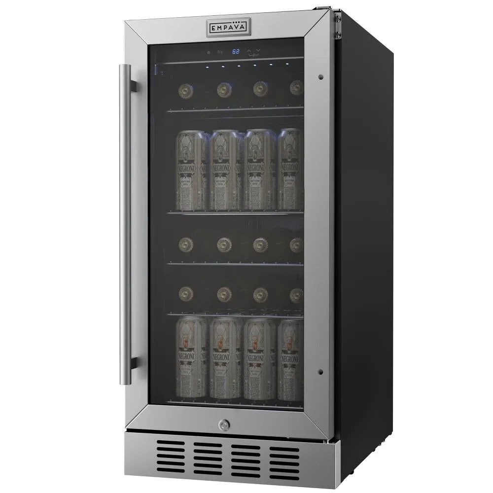 Empava 15 Inch Beverage Refrigerator with Glass Door 80 Cans