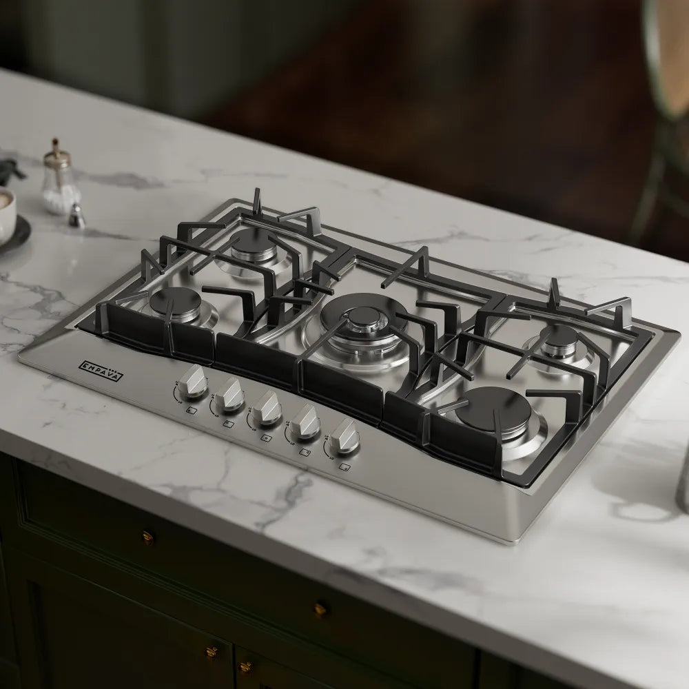 EMPV-30GC21-GX stainless steel gas stove cooktop front side view