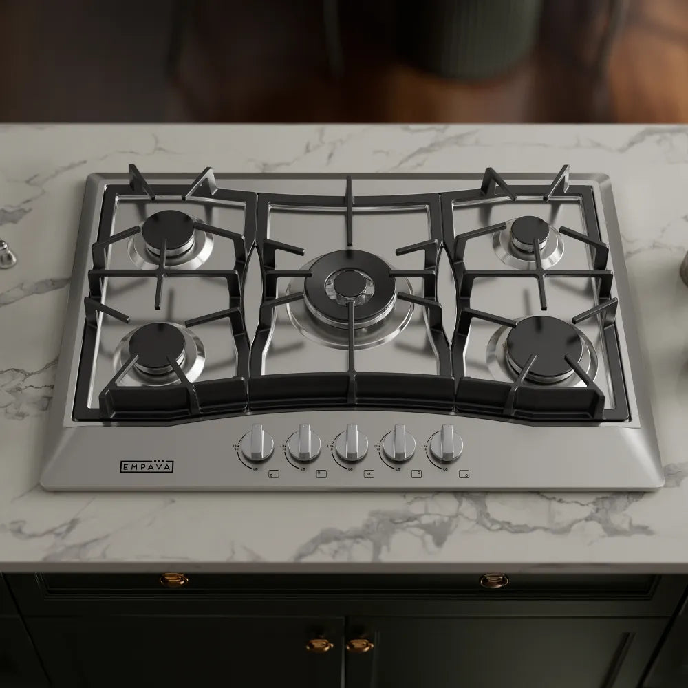 EMPV-30GC21-GX stainless steel gas stove cooktop front view