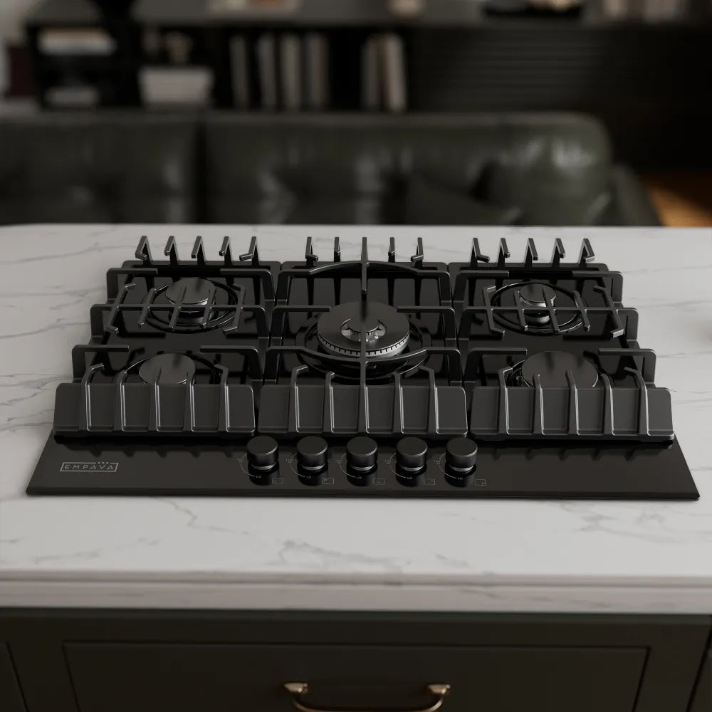 EMPV-30GC26-GX black gas stove cooktop front view