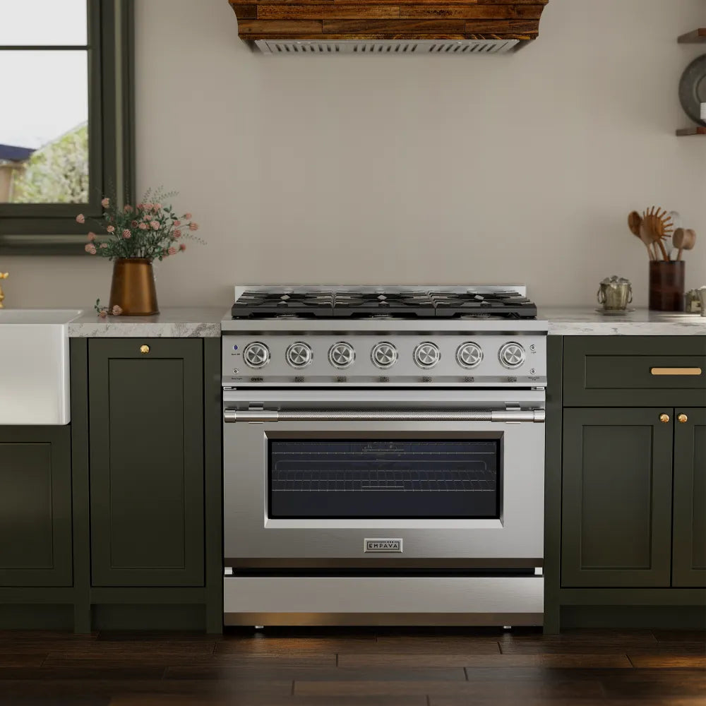 Cuisinière à gaz encastrable avec four à convection et 6 brûleurs Empava de 36 pouces