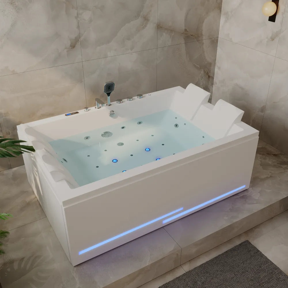 EMPV-71PRO05 massage bathtub with revi-skin therapy and LED lights side view