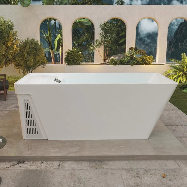 Empava Cryo Nova|79" Cold bath White Acrylic Rectangle Freestanding Soaking Bathtub