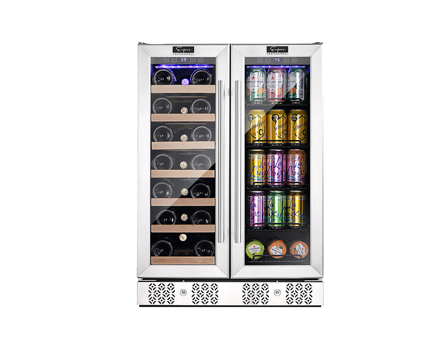 Empava 24 inch Dual Zone Wine and Beer Fridge Beverage Cooler