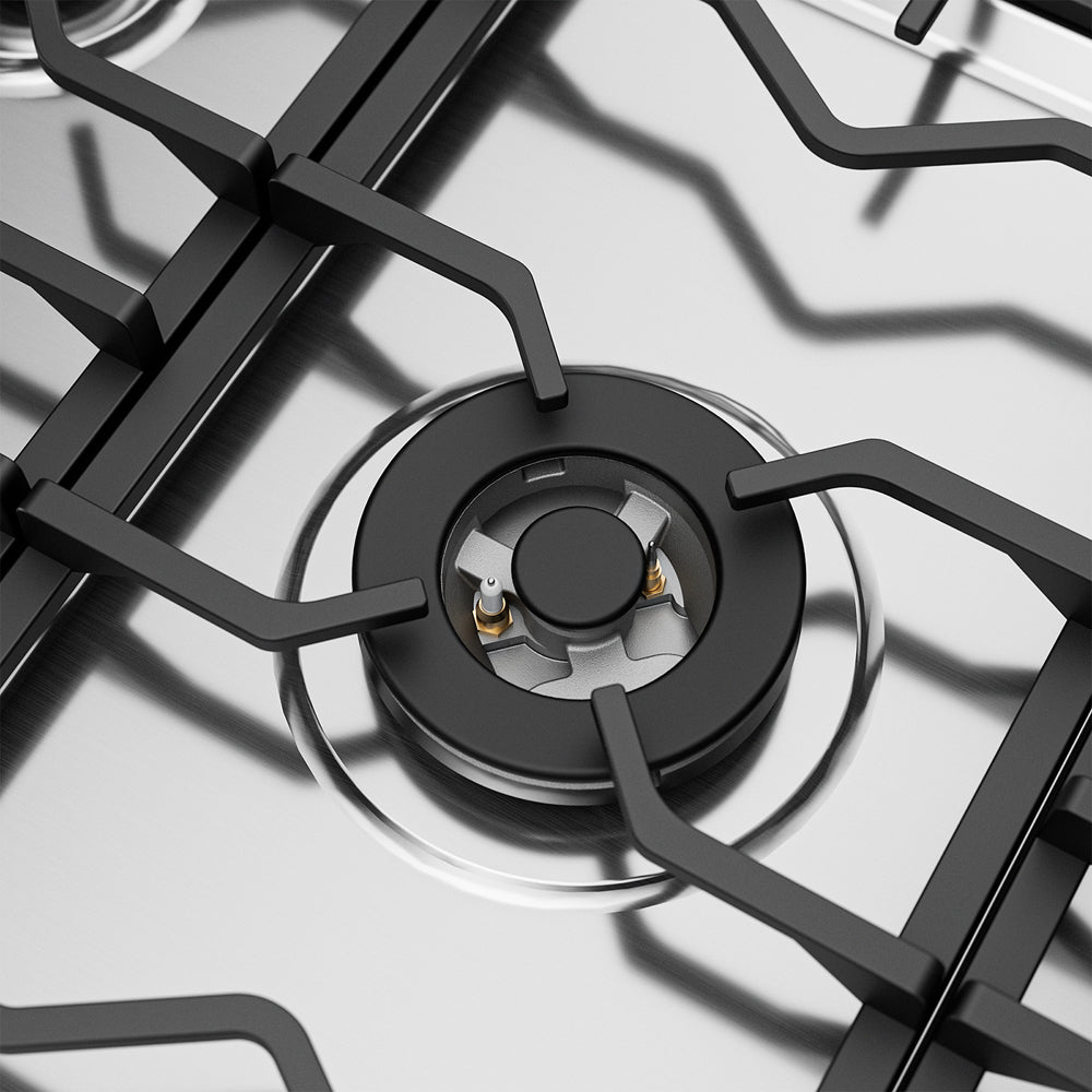 Empava 36 Inch Freestanding Range Gas Cooktop And Oven 36GR12 cooktop burners detail view