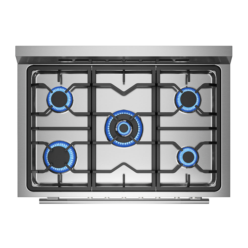 Empava 36 Inch Freestanding Range Gas Cooktop And Oven 36GR12 cooktop with burners on