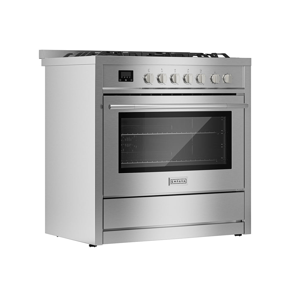 Empava 36 Inch Freestanding Range Gas Cooktop And Oven 36GR12 left side view