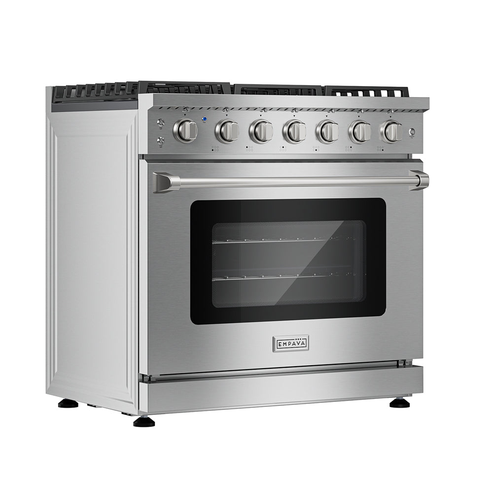 Empava 36 inch Pro Style Slide in Single Oven Gas Range 36gr11 left side view