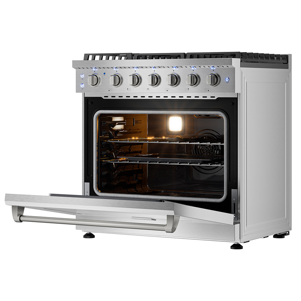 Empava 36 inch Pro Style Slide in Single Oven Gas Range 36gr11 right inside view