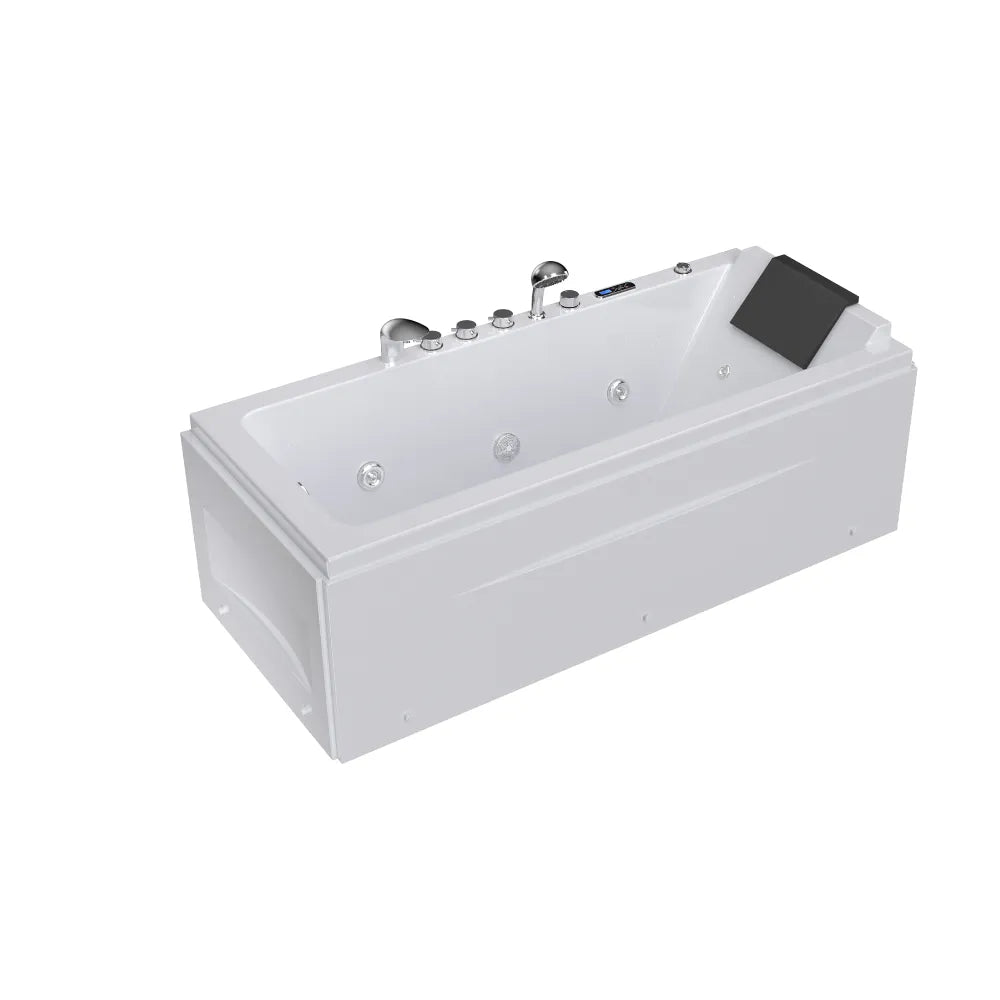 whirlpool bath tub with left drain dual massage Empava-67JT351LED side view