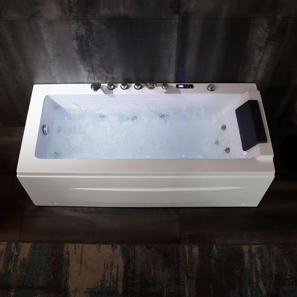whirlpool bath tub with left drain dual massage Empava-67JT351LED dark scene overlook view