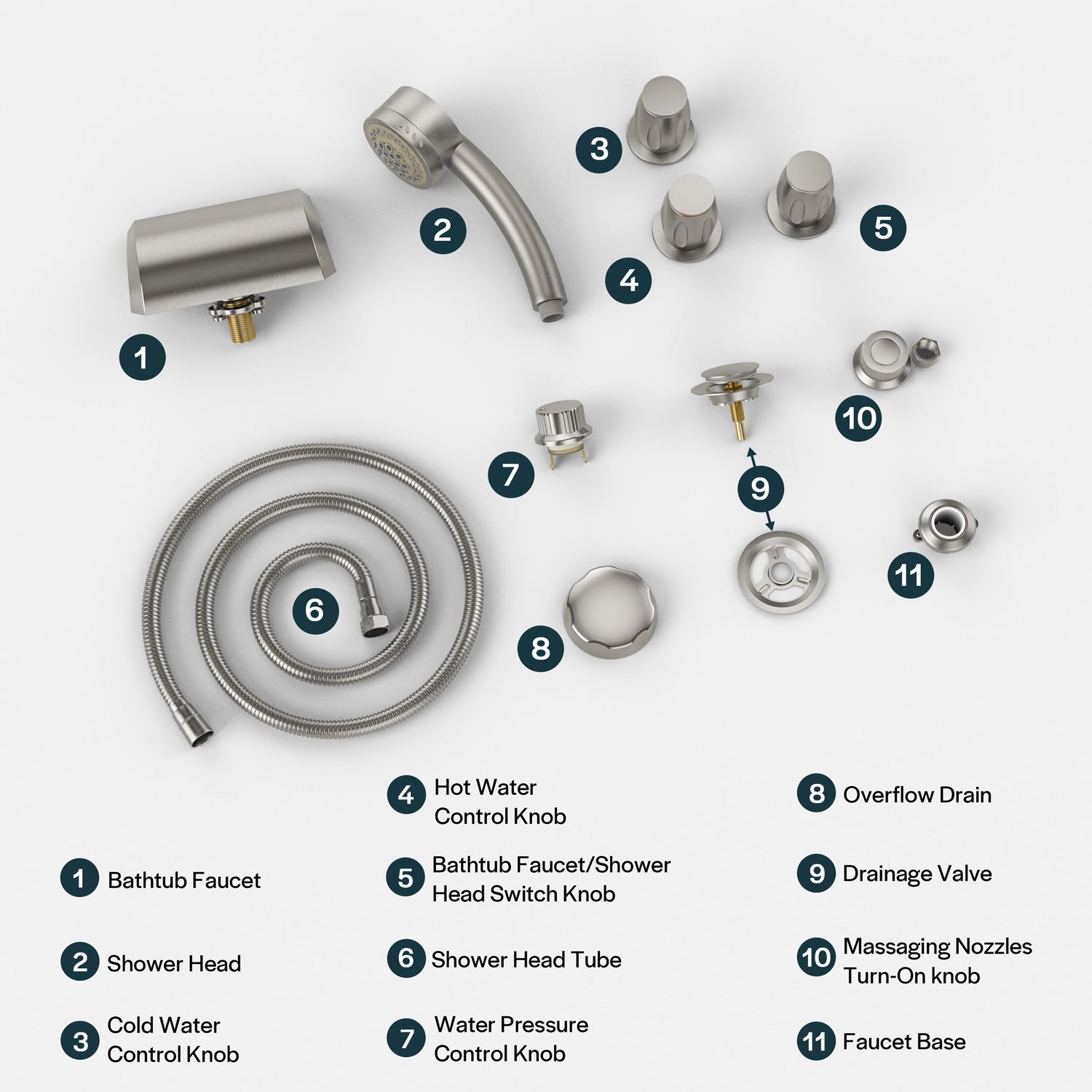 Bathtub Faucet Fixtures For EMPV-71JT667B 2-Person Whirlpool Tub Brushed Nickel Fixture-6