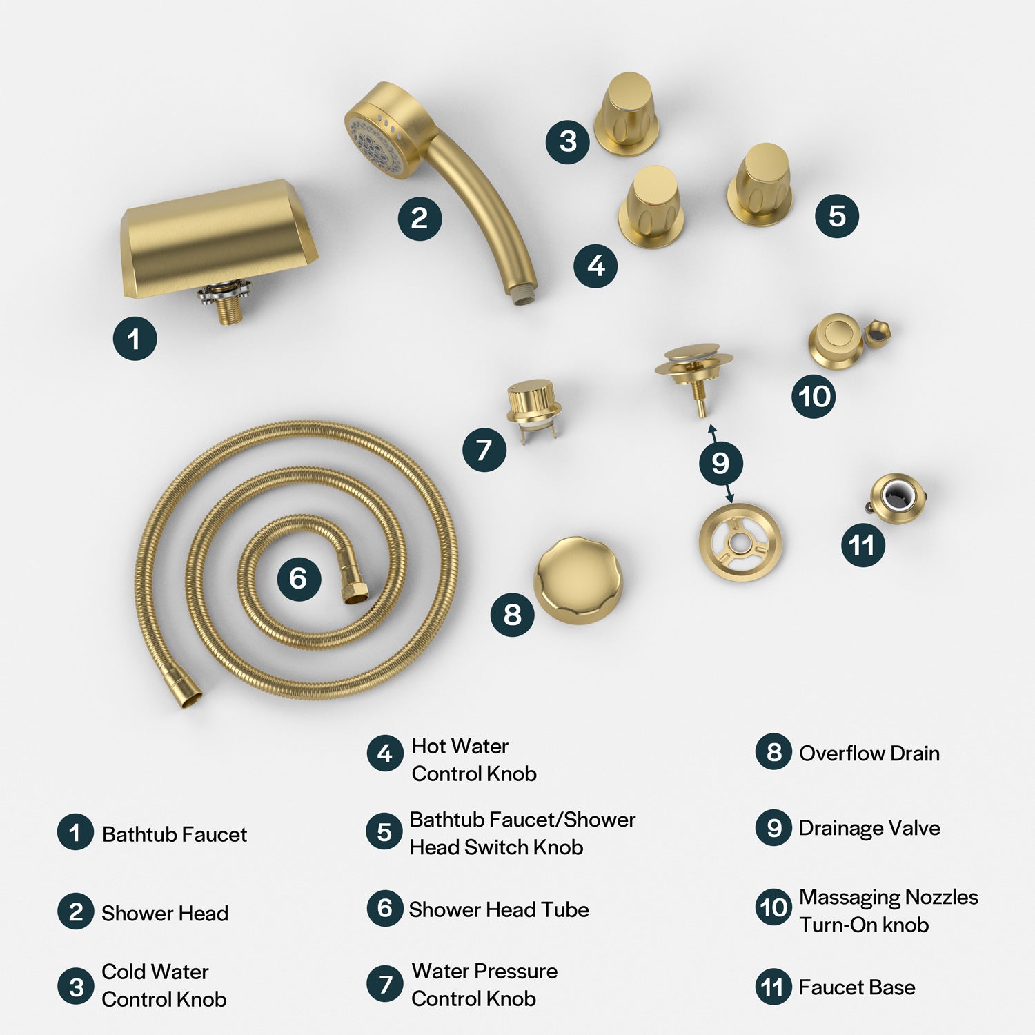 Bathtub Faucet Fixtures For EMPV-71JT667B 2-Person Whirlpool Tub Brushed Gold Fixture-6