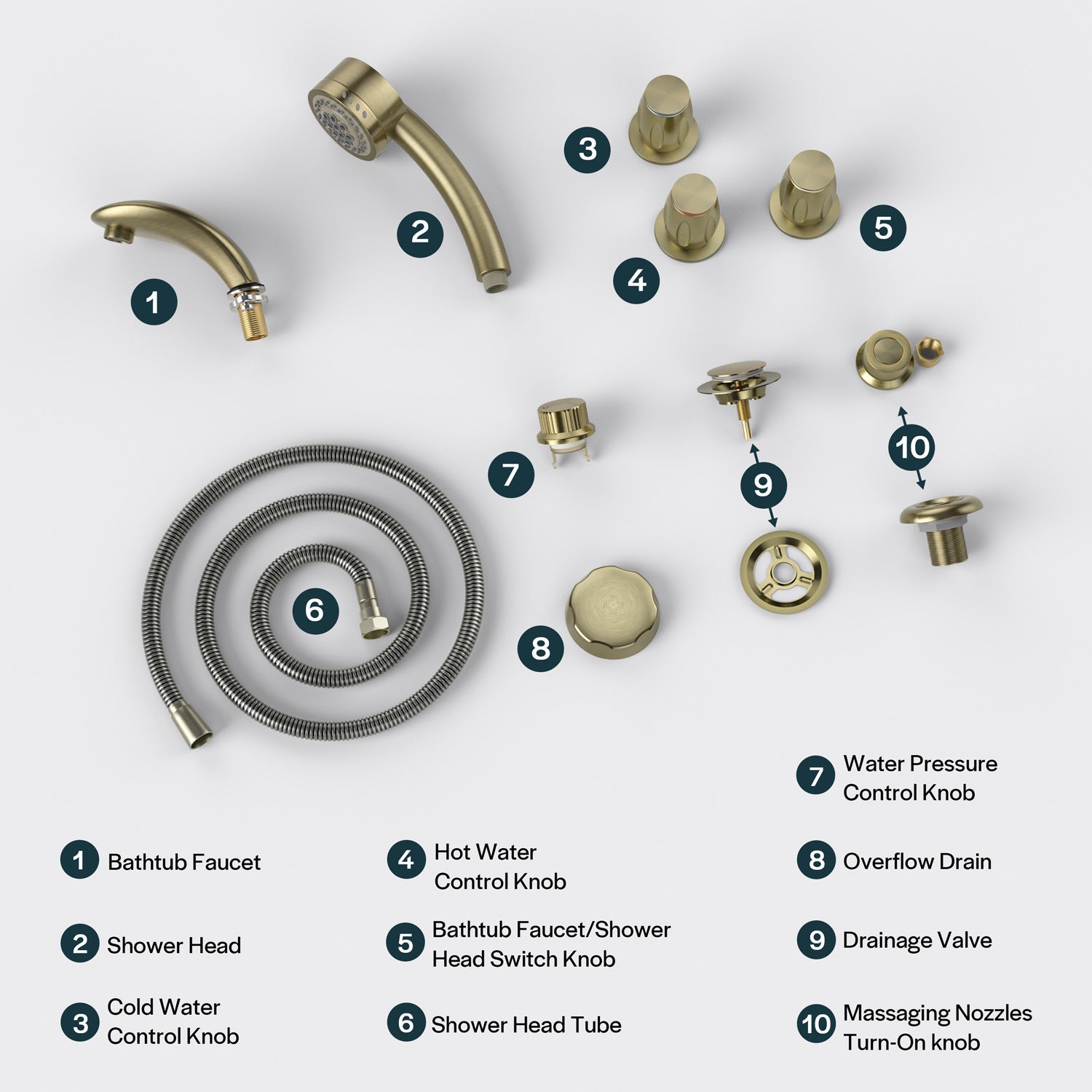 Bathtub Faucet Fixtures For EMPV-72JT367LED 2-Person Whirlpool Tub Bronze Fixture-6