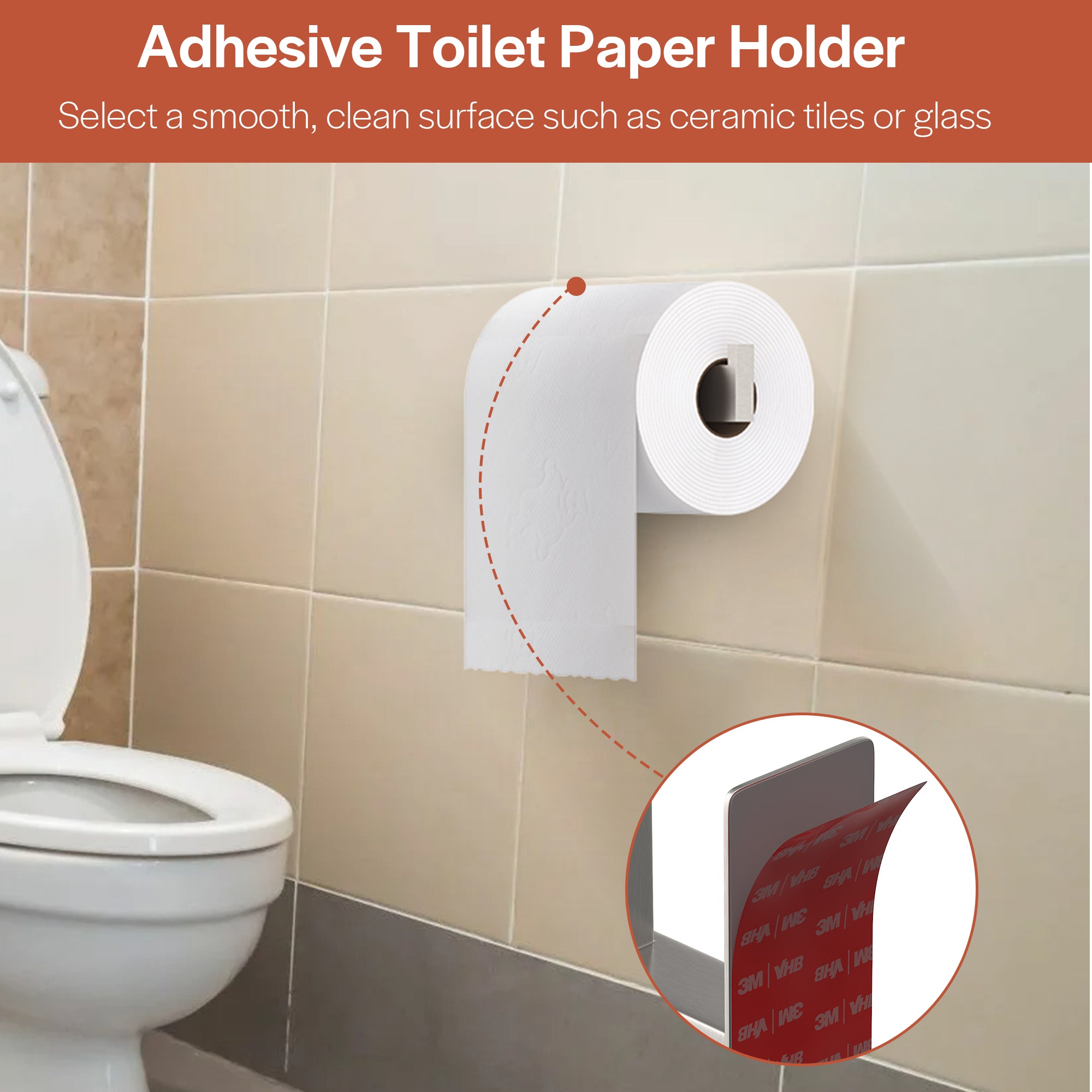 Empava No-Drill Self-Adhesive Stainless Steel Toilet Paper Holder - Brushed Nickel