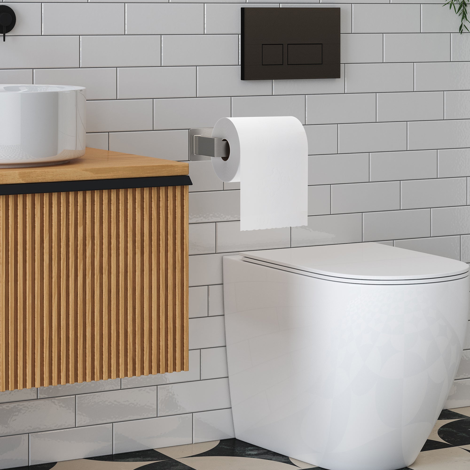 Empava No-Drill Self-Adhesive Stainless Steel Toilet Paper Holder - Brushed Nickel