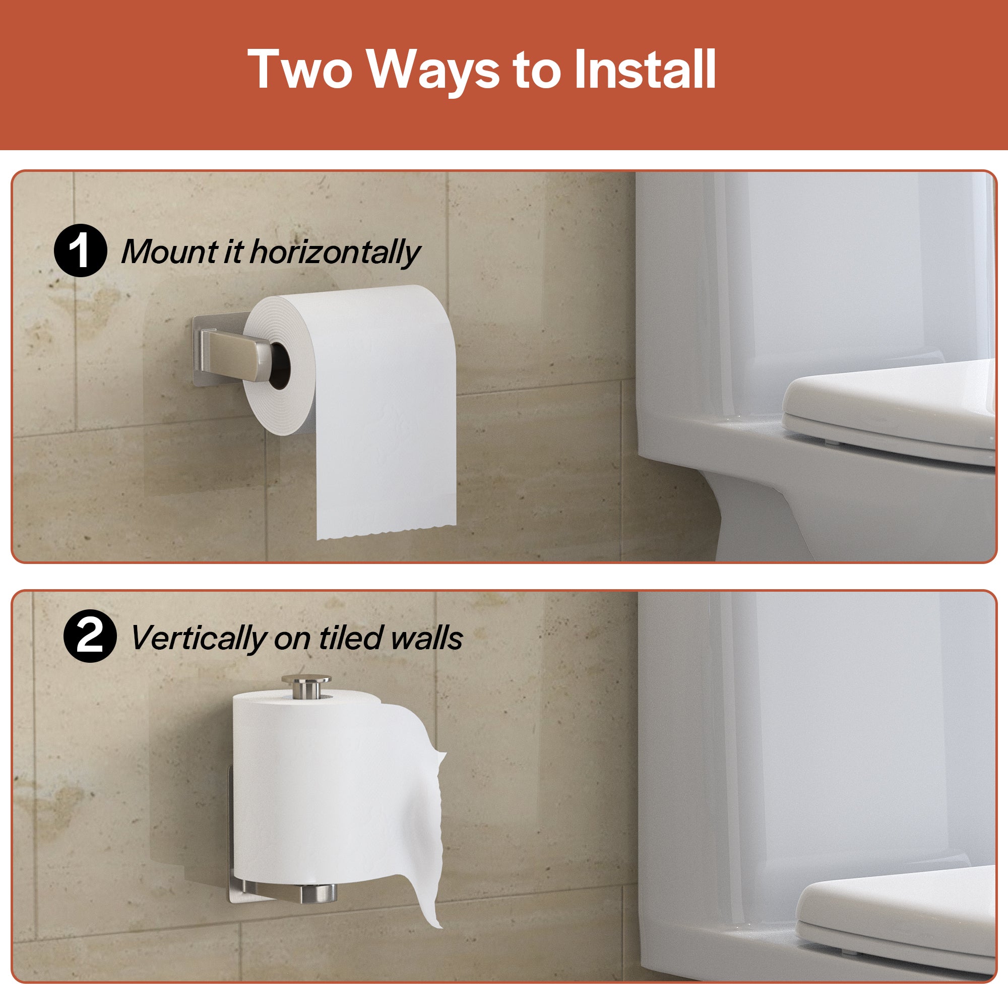 Empava No-Drill Self-Adhesive Stainless Steel Toilet Paper Holder - Brushed Nickel