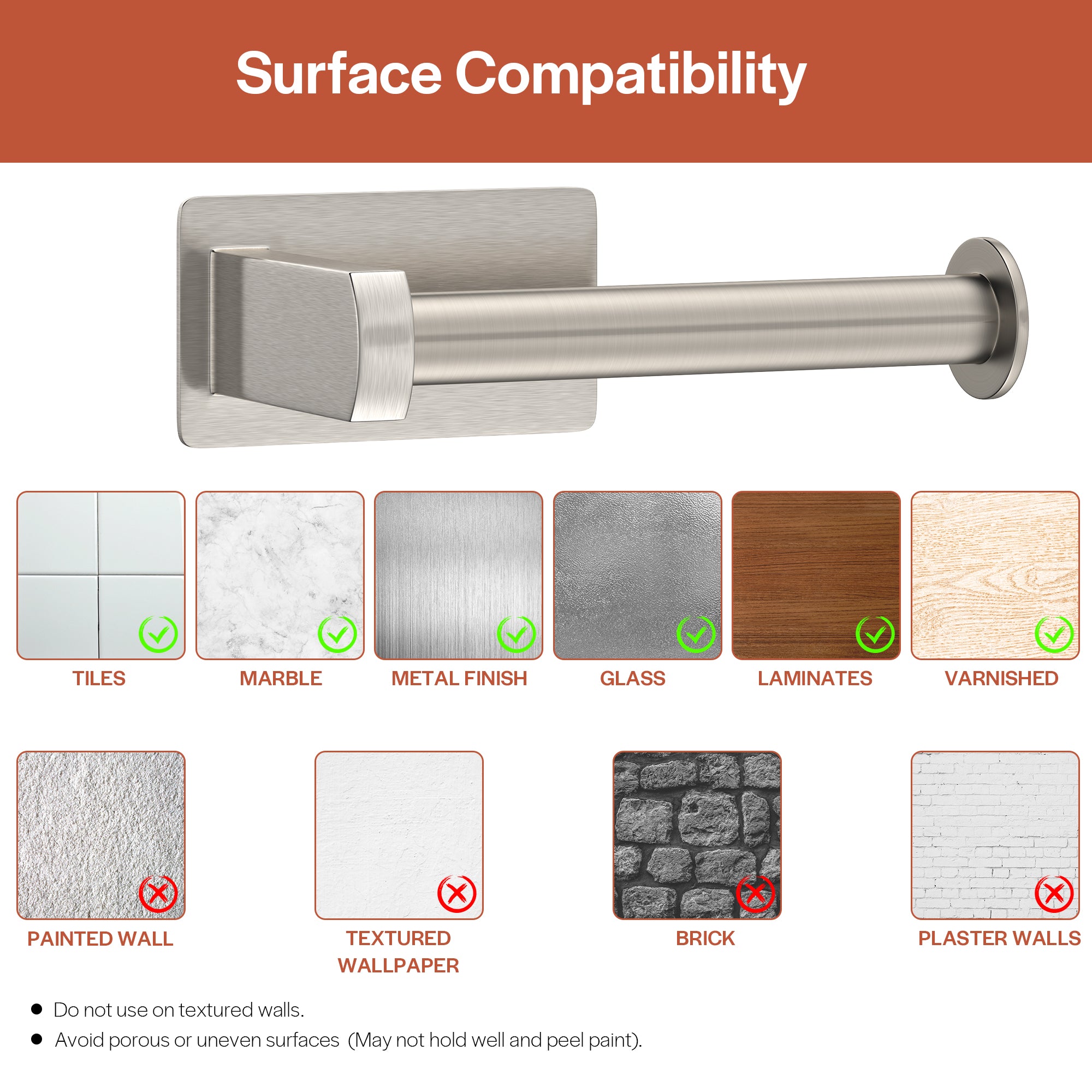 Empava No-Drill Self-Adhesive Stainless Steel Toilet Paper Holder - Brushed Nickel