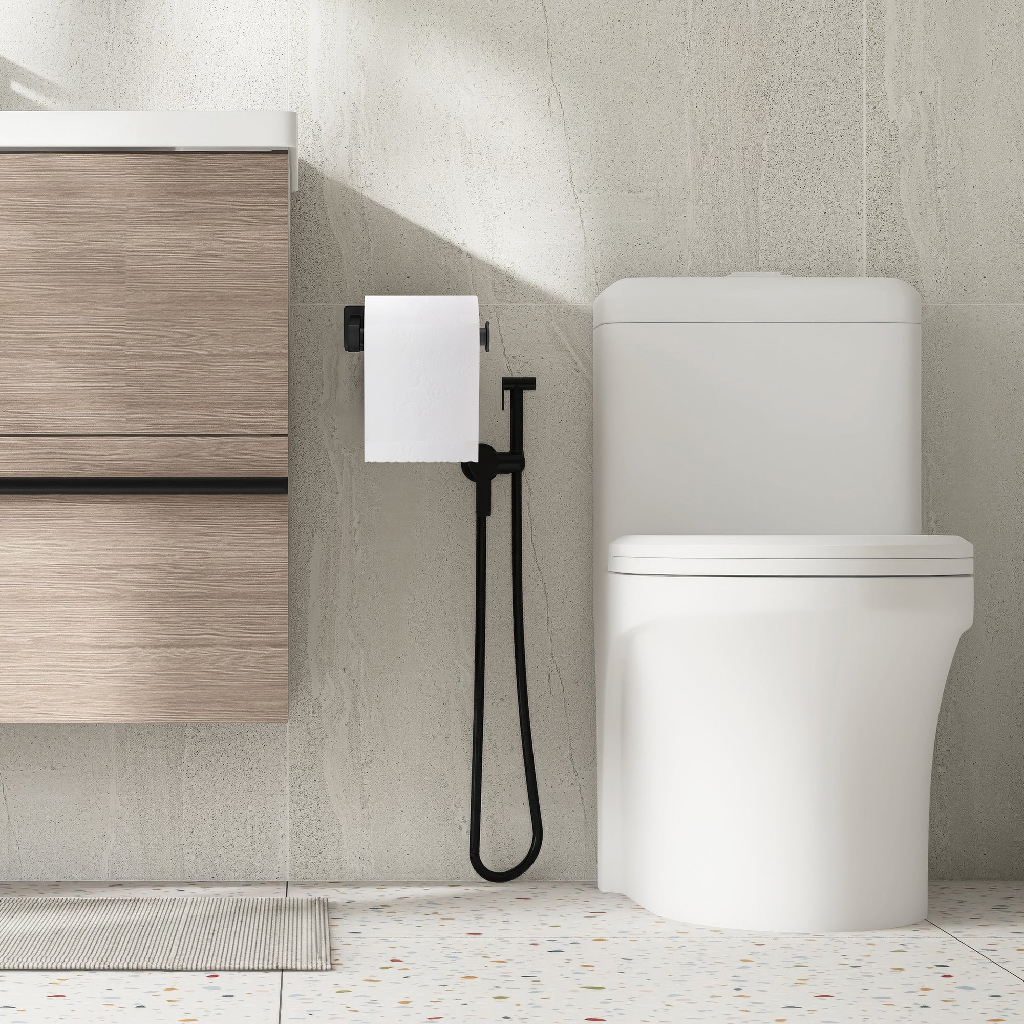 Empava No-Drill Self-Adhesive Stainless Steel Toilet Paper Holder - Matte Black