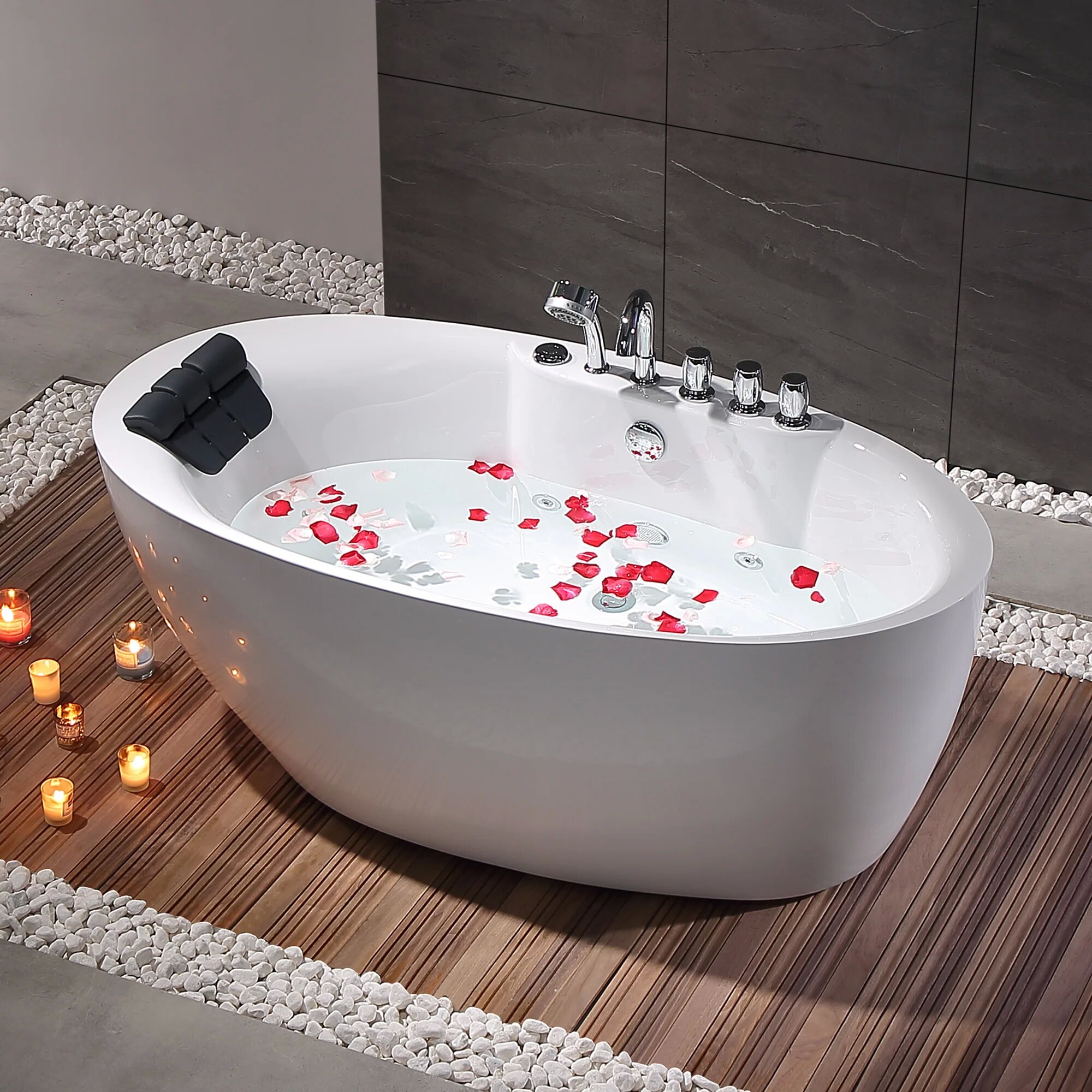Luxury 67 Modern Rectangular Whirlpool Soaking Massage Bathtub