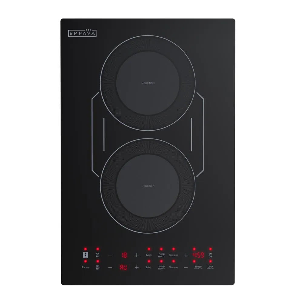 Empava 12 inch 2 burners Black Induction Cooktop with Bridge Element