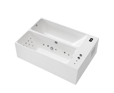 Empava 79CLF03 dual-zone plunge tub angled view showing both bathing zones