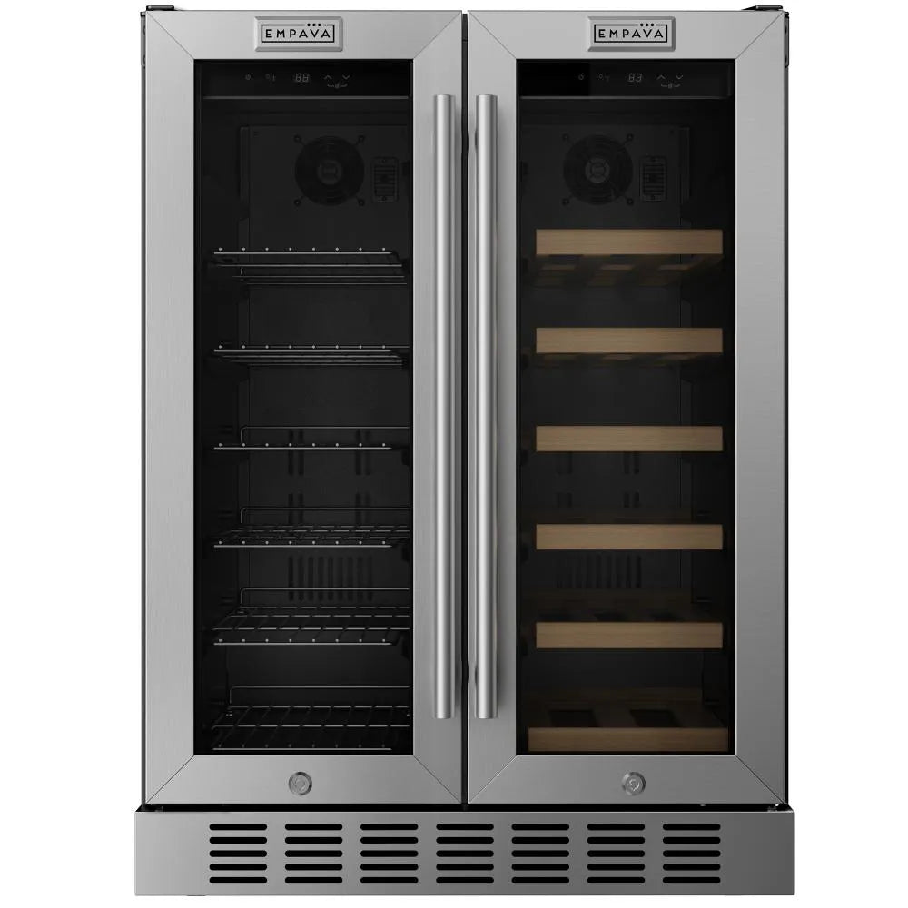 Empava 24 inch Dual Zone Wine and Beer Fridge Beverage Cooler