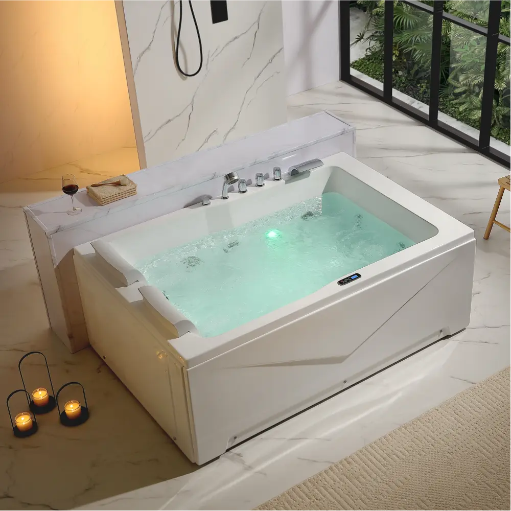 71" Alcove LED Whirlpool Bathtub with Left Drain