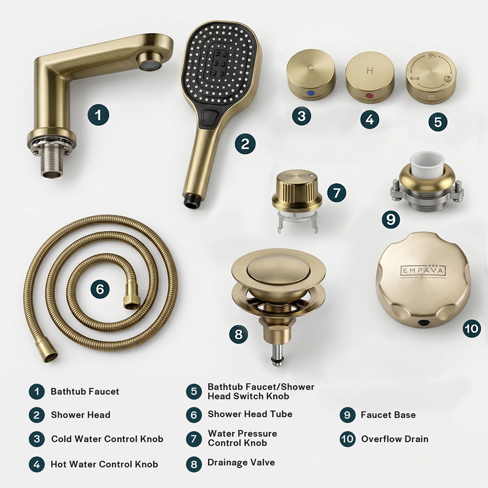 Bathtub Faucet Fixtures For EMPV-71PRO01, 59PRO03 & 71PRO04 Whirlpool Tubs