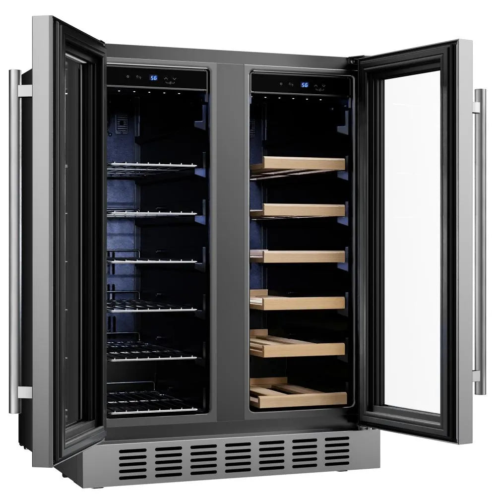 Empava 24 inch Dual Zone Wine and Beer Fridge Beverage Cooler