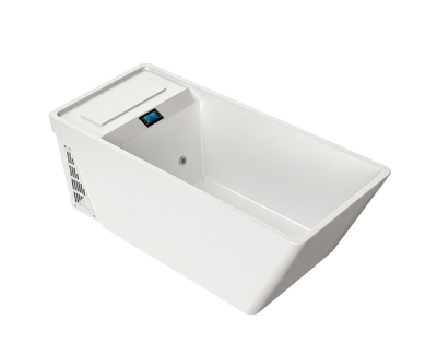 Empava 79CLF02 cold plunge tub angled view showing spacious interior and digital control panel