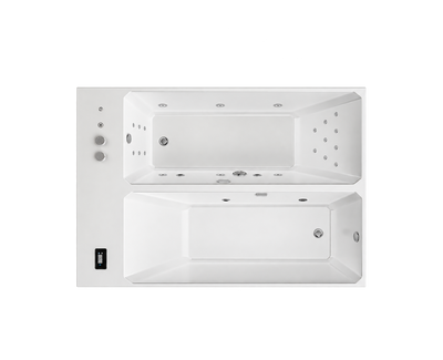 Empava 79CLF03 dual-zone plunge tub top view showing two separate bathing areas