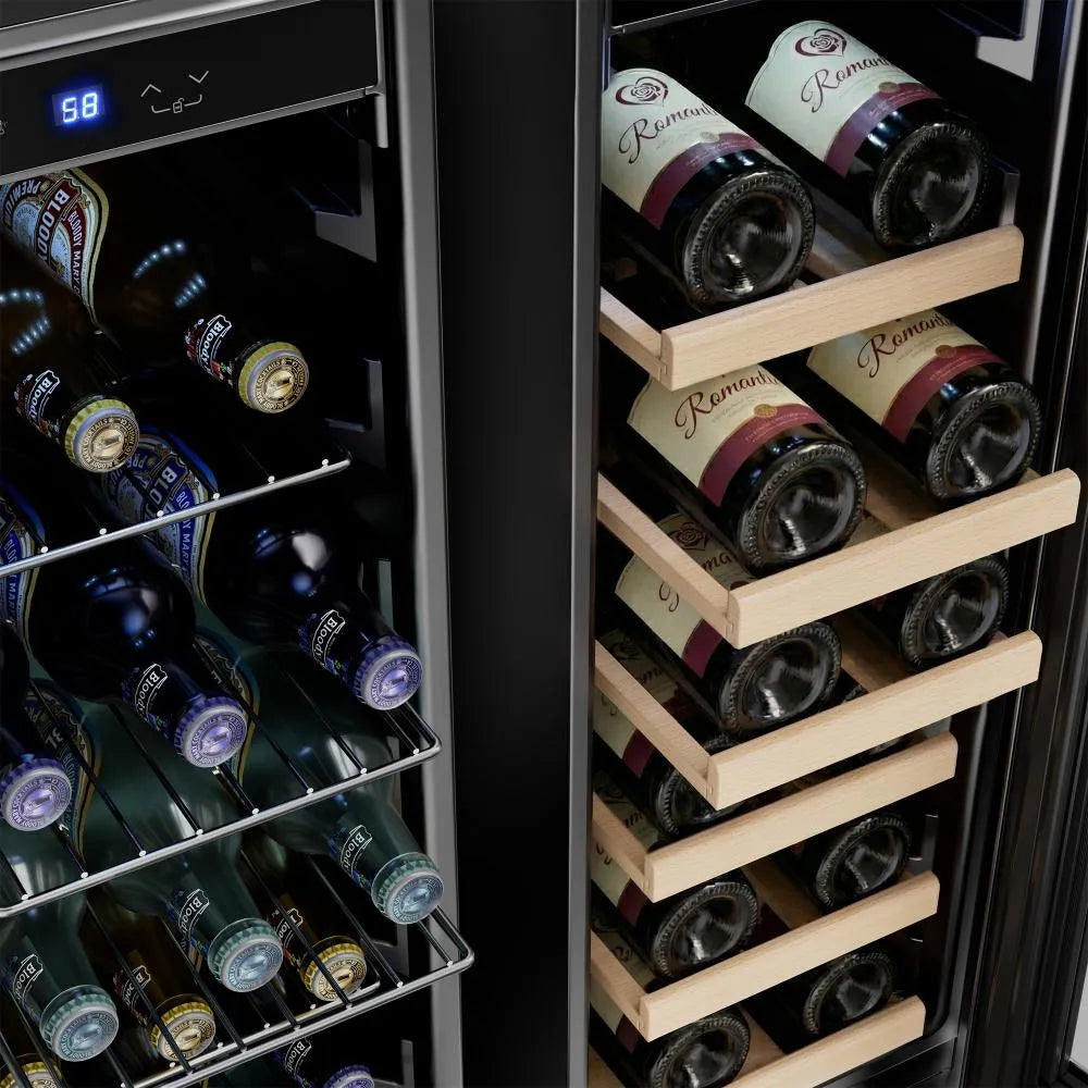 Empava 24 inch Dual Zone Wine and Beer Fridge Beverage Cooler