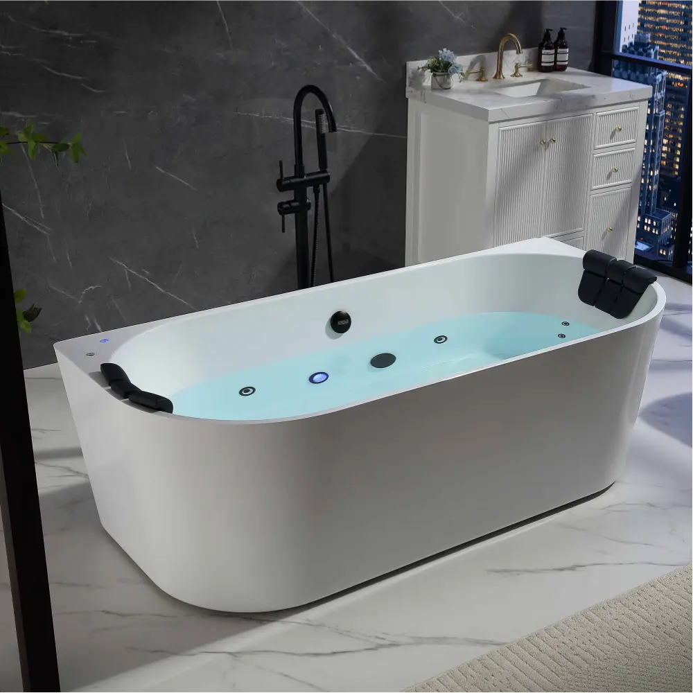 71" Acrylic Freestanding Whirlpool Bathtub with Center Drain
