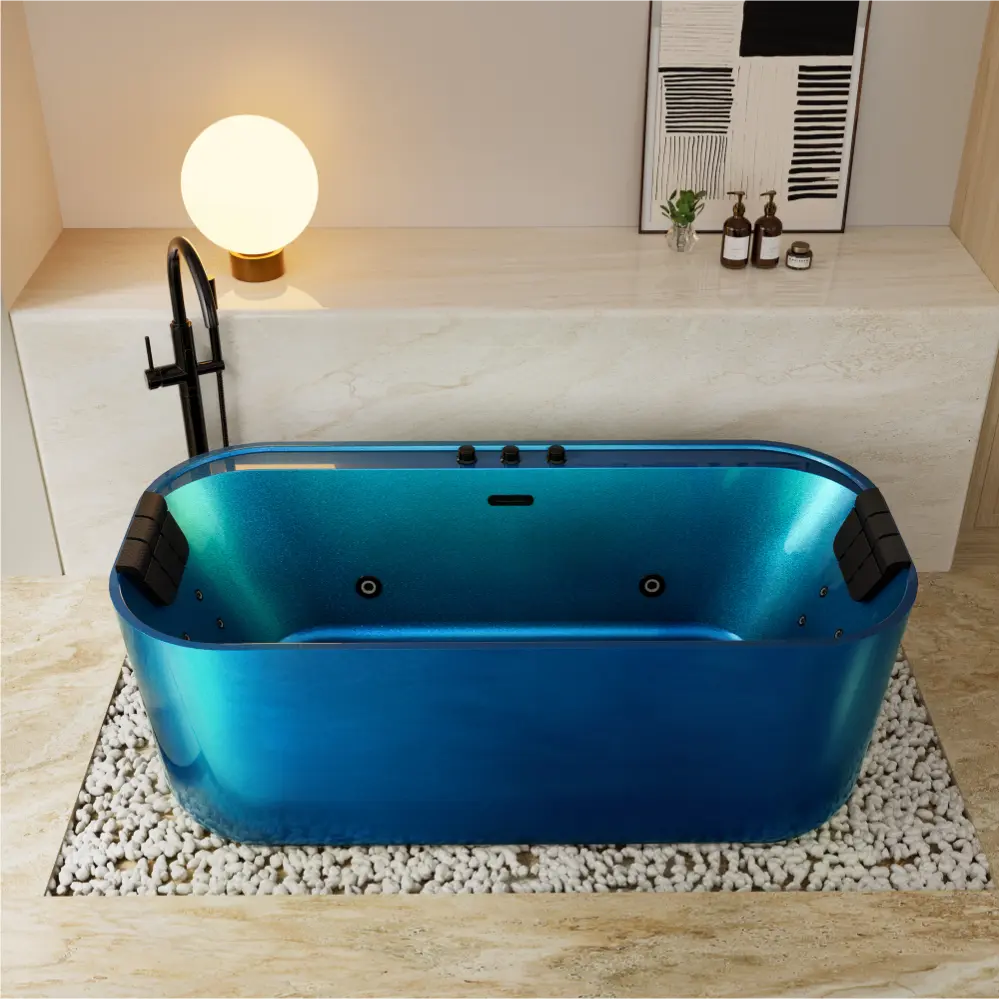 67" Acrylic Freestanding Whirlpool Bathtub with Center Drain