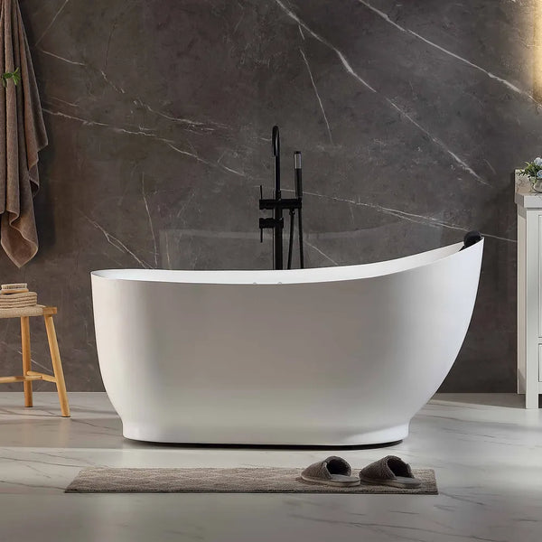 59 Inch Freestanding Whirlpool Tub Massage Jets & Compact Design