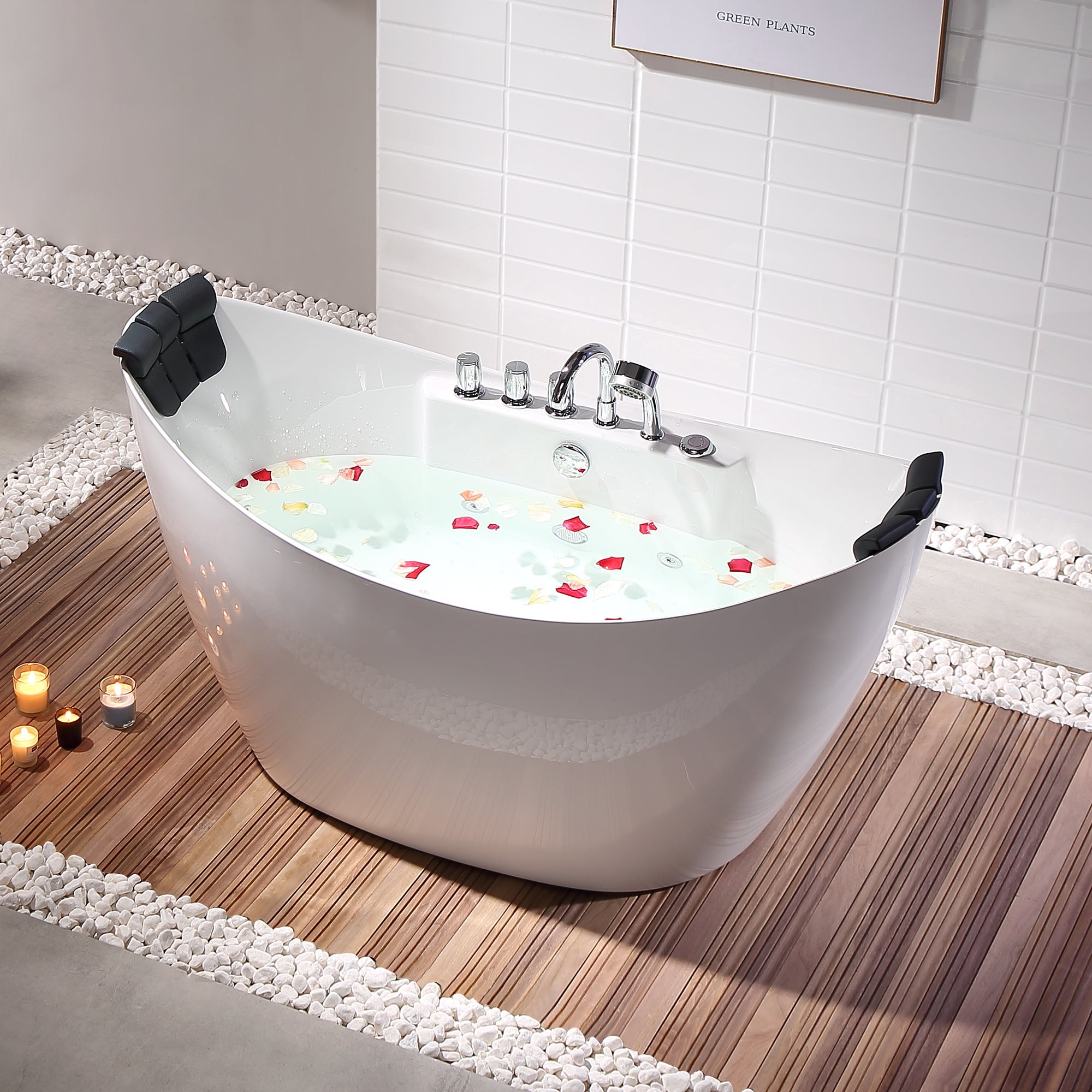 Empava-59AIS11-59" Freestanding Boat-shaped Whirlpool Bathtub with Center Drain-8