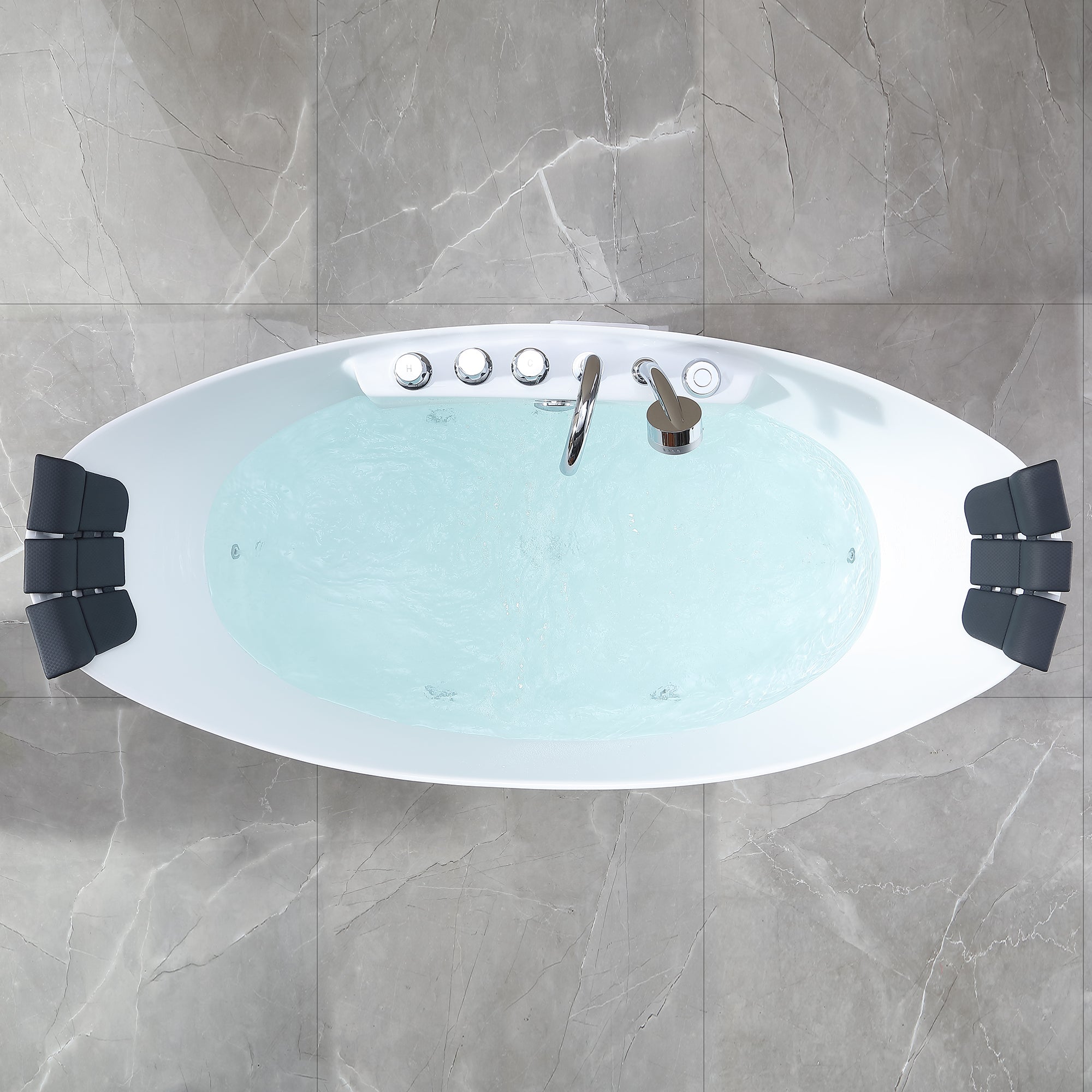 Empava-59AIS11-59" Freestanding Boat-shaped Whirlpool Bathtub with Center Drain-4