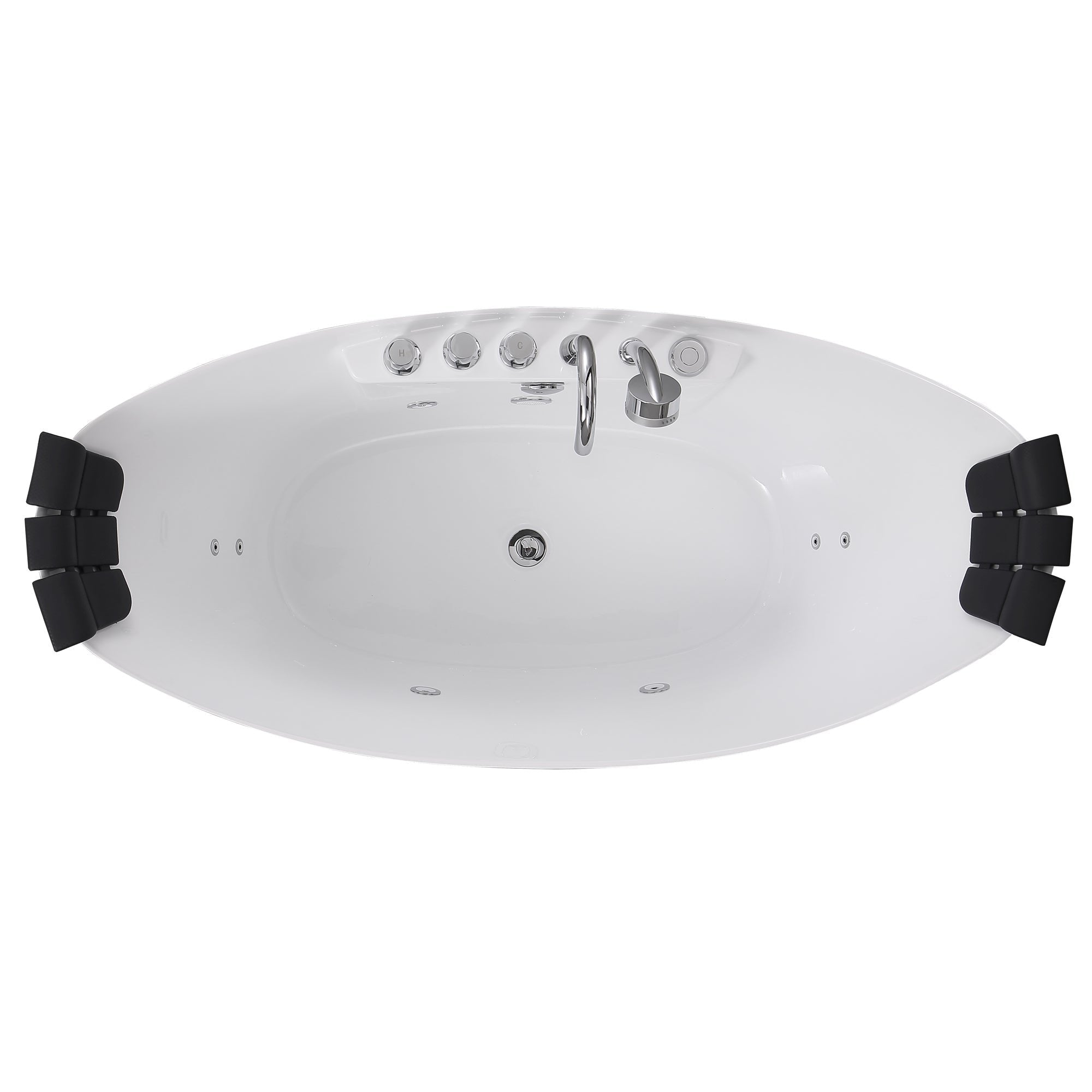 Empava-59AIS11-59" Freestanding Boat-shaped Whirlpool Bathtub with Center Drain-11