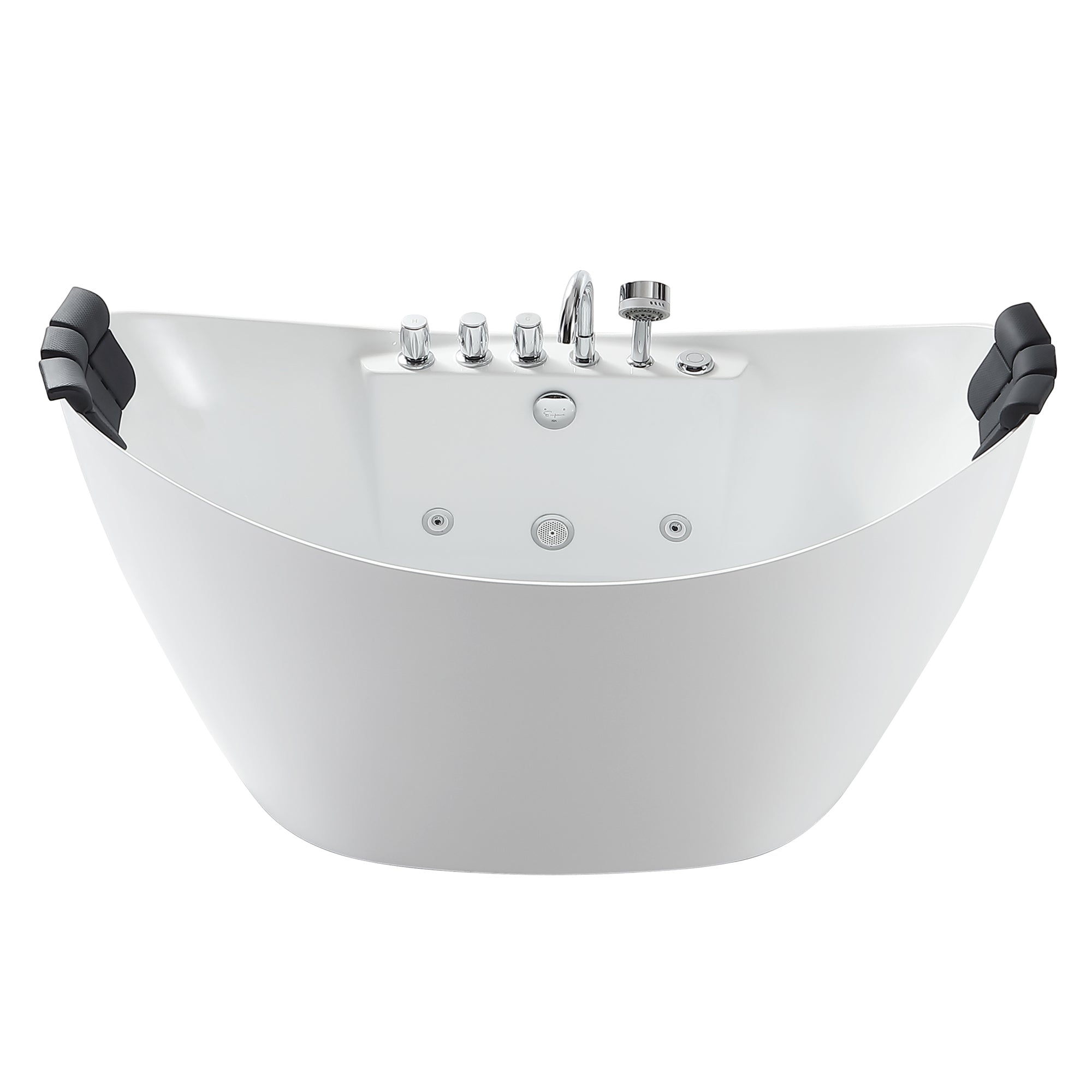 Empava-59AIS11-59" Freestanding Boat-shaped Whirlpool Bathtub with Center Drain-10